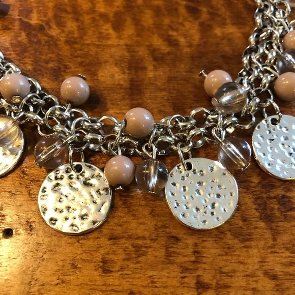 NWT ❤️ Necklace - Silver & Tan - Picture 2 of 3